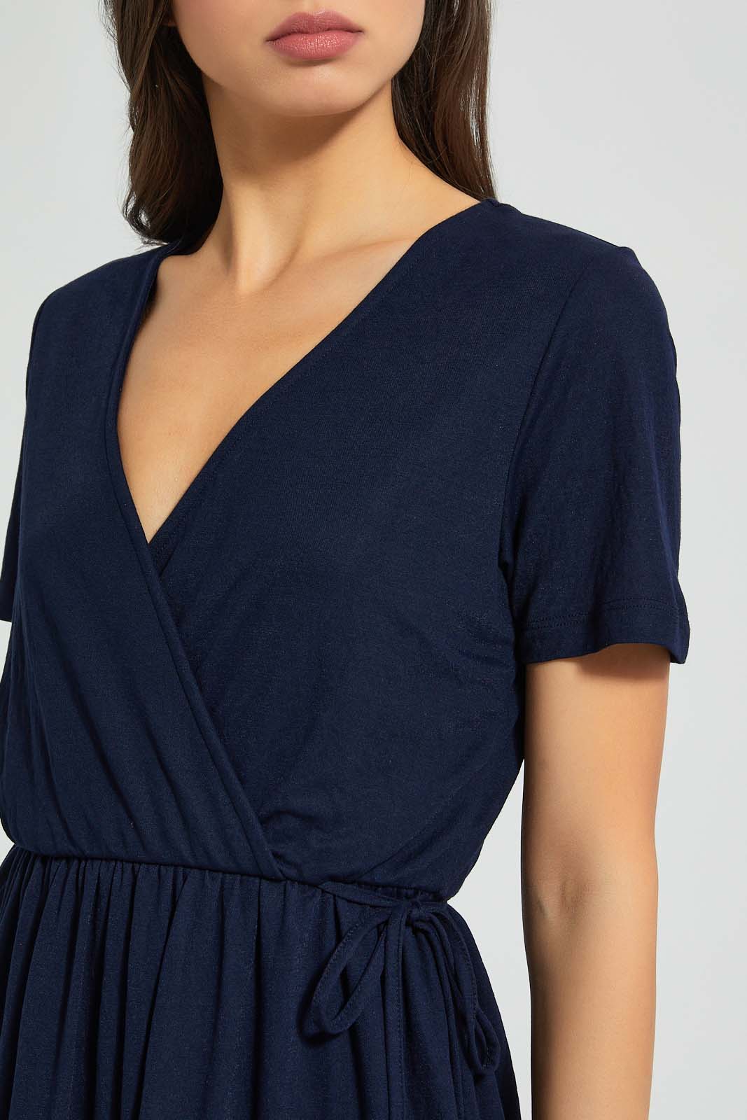 Navy Wrap Skater Dress – REDTAG